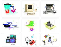 90s Illustrations 30款90年代潮流复古怀旧数码科技游戏像素画插图插画ai设计素材 - UIGUI