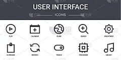 用户界面概念线图标集。包含图标，可用于web, logo, ui/ux，如日历，搜索，剪贴板，切换，