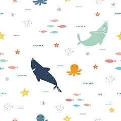 海洋生物图案  - 源文件下载【酷图网】无缝,印花,循环,连续,图案,数码,布料,服装,童装,鱼,鱼插画,卡通鱼,母婴,服饰,小鱼,素材,元素,插画,插图,矢量,图片,鱼图案,可爱,海报素材,背景,动物,手绘,Q版,鱼元素,鱼素材,底纹,平铺,睡衣,涂鸦,简约,童装图案,大鱼,鱼饲料,鱼罐头,装饰,海鲜,海洋生物,章鱼,海星,鲸鱼,鲨鱼