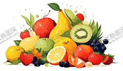 水果插画 【酷图网】水果插画,水果插图,卡通水果,手绘水果,水彩水果,美食,手绘美食,奇异果,草莓,橙子,橘子,提子,柚子