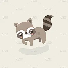 可爱的浣熊-向量