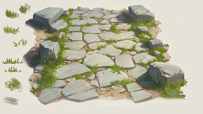 Stone Pavement-Surface Texture Brush Demonstration-花瓣网