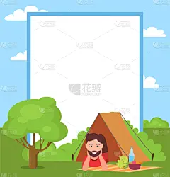 男人,帐篷,塞满了的,旅行者,地形,户外,夏天,概念,性格