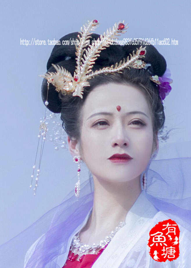 老版西游记嫦娥头饰清歌鸣玉汉服广寒霜配套头饰寒凤淘宝网