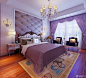欧式紫色小卧室装修效果图片大全 #卧室#