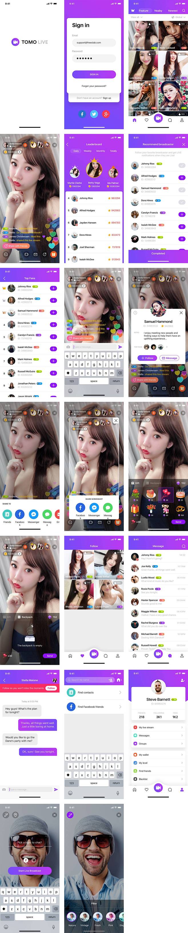 直播app ui 素材包sketch下载...