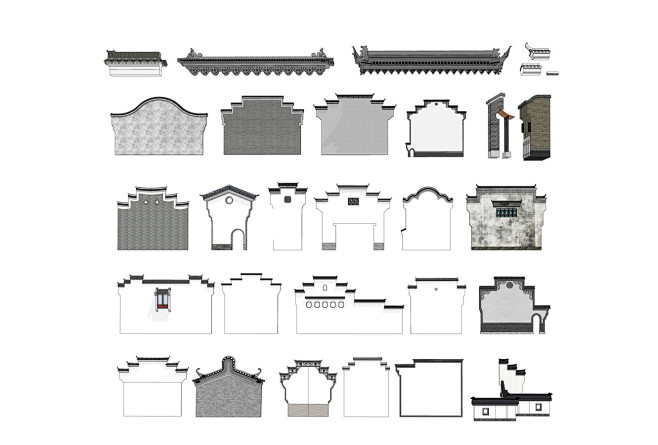 徽派马头墙SU模型