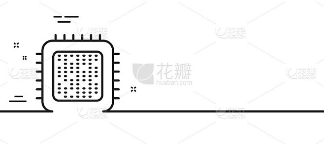 Cpu处理器线图标。计算机组件的信号。最小的线条图案横幅。向量