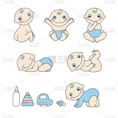 一套男婴。矢量图