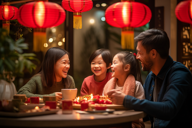 幸福团聚新年年夜饭阖家团圆摄影图