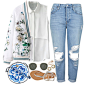 A fashion look from July 2015 featuring sleeveless shirts, white jacket and blue jeans. Browse and shop related looks.