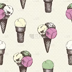 矢量无缝模式与手绘冰淇淋