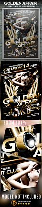 Golden Affair Flyer Template - Clubs & Parties Events #采集大赛#