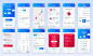 集 Ui、Ux、Gui 屏幕 交付应用程序平面设计模板，用于移动应用、响应式网站线框。网页设计 Ui