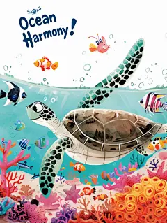 沉浸式Ai绘画 小海龟畅游海洋世界 - 小红书