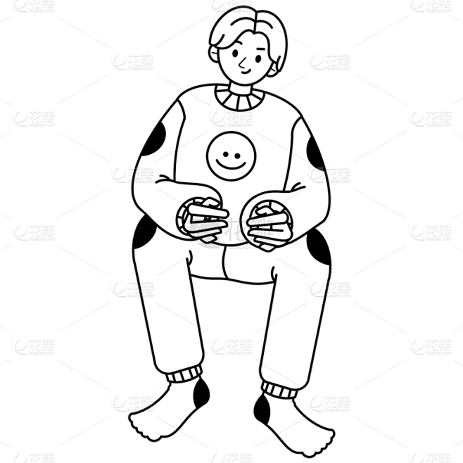 手绘-线条简笔画元素-男人1