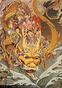 【画路龙】莲羊作品《佛教系列 &lt;wbr&gt;之 &lt;wbr&gt;八宝送吉》
