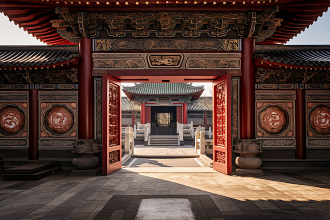 古代建筑四合院大门建筑摄影图