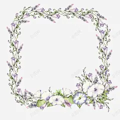 手绘喇叭花清新花框 元素 免抠png 设计图片 免费下载 页面网页 平面电商 创意素材