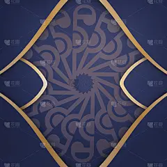 深蓝色名片模板与复古黄金图案为您的个性。