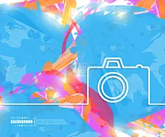 创意矢量摄影相机。艺术插图模板背景。用于演示，布局，小册子，标志，页面，打印，横幅，海报，封面，小册