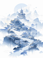 古风插画:青山