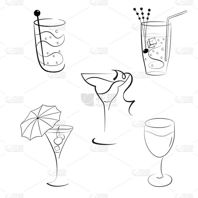 套的鸡尾酒和葡萄酒