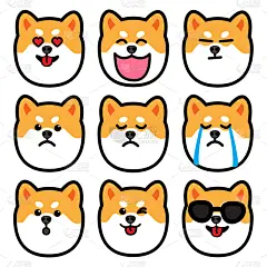 绘画插图,狗,矢量,可爱的,动物头,图标集,眼泪,艺术,舌头,符号