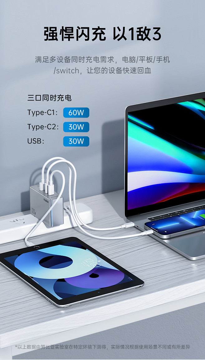 努比亚120W氮化镓充电器头GaN Pr...