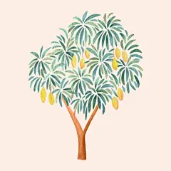 水彩芒果树，树木矢量图设计素材
