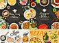 卡通美食烧烤甜点披萨面包平面海报设计源文件美食菜单矢量素材图-淘宝网