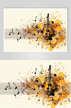 AI数字艺术音乐乐符乐谱元素插画