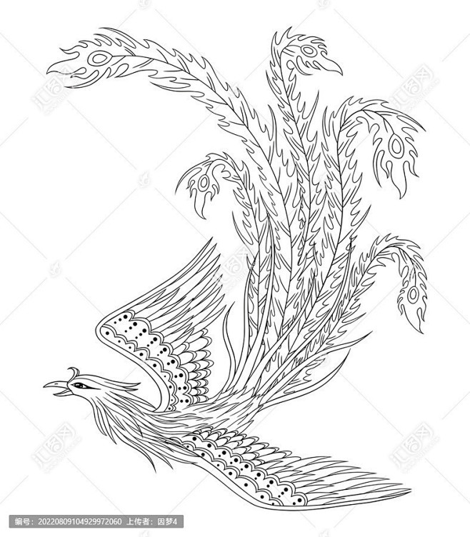 国风凤凰线稿