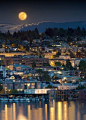 【超级月亮】西雅图未眠夜，美到让人窒息。。。