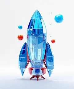 giffordbeckett_blue_rocket_w_triangles_and_spheres_and_two_piec_3d4eb0db-14d0-4424-ae70-20c563db55fe