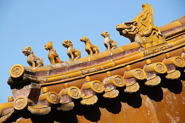 延晖阁 选后妃的地方 神武门 俯瞰故宫 沧桑 御花园 御花园甬道上的图案 屋脊与吻兽