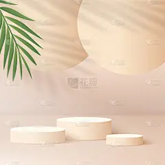 抽象背景与奶油色几何3d讲台。矢量插图。