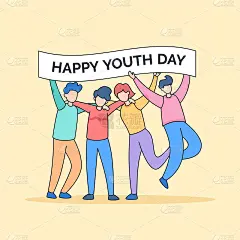 不同的朋友群体青少年的人拥抱和姿势庆祝快乐的青年友谊日卡通涂鸦风格矢量插图