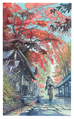 慢慢来没事的采集到水彩 风景