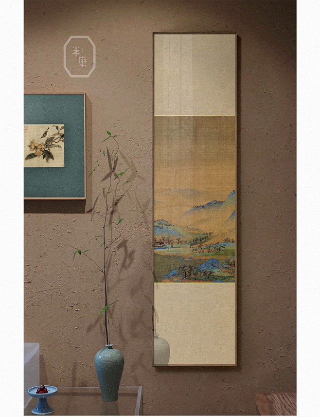 千里江山图 半庭新中式玄关装饰画客厅茶室丝绢国画四条屏长挂画-tmall.com天猫