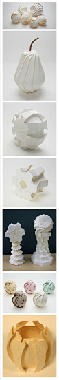 日本艺术家 Jun Mitani 美丽的折纸，在电脑上设计出每一个外形，然后再利用完整无缺的纸张折叠出来。