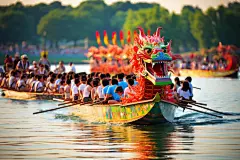 端午节活动龙舟表演摄影图片