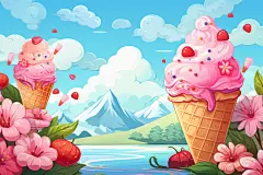 简约甜筒元素素材图片