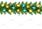 圣诞节背景与五彩花环和冷杉枝 vect