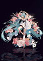 Anime 4092x5787 anime anime girls zhibuji loom Hatsune Miku Vocaloid flowers dress long hair