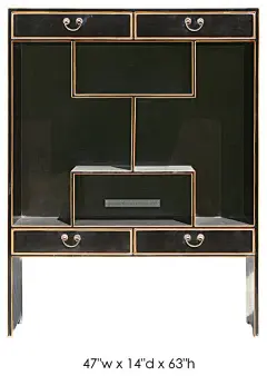 Multi Level Black Lacquer Display Cabinet contemporary furniture