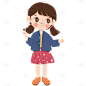 手绘小女孩点赞动作儿童元素