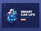 Smart  Car Life ui design web claim settlement add oil park  pay vehicle detection violation handling magic cube automobile service service data 小五 isometry 2.5d car illustration