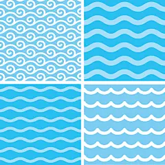 日系日式和风海浪波浪印刷填充图案纹理插画抱枕墙贴纸窗帘平面包装设计背景矢量素材