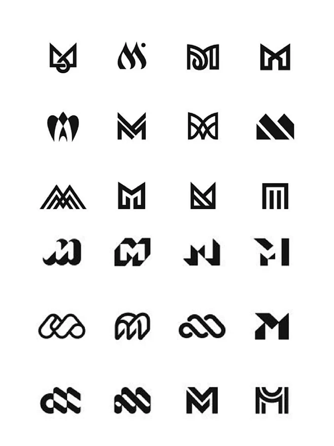 首字母M图形灵感，字母LOGO设计分享